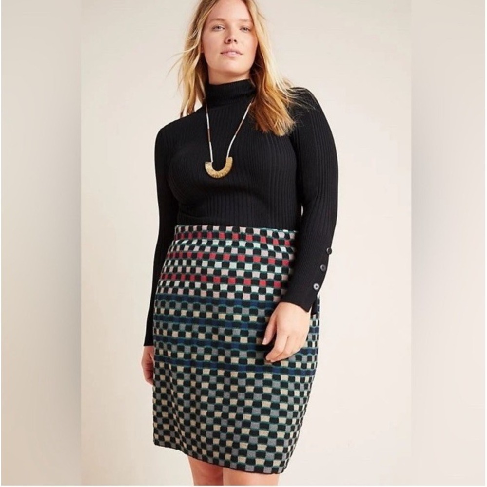 Aldomartins for Anthropologie Multicolor Knit Midi Skirt XS Petite NWT